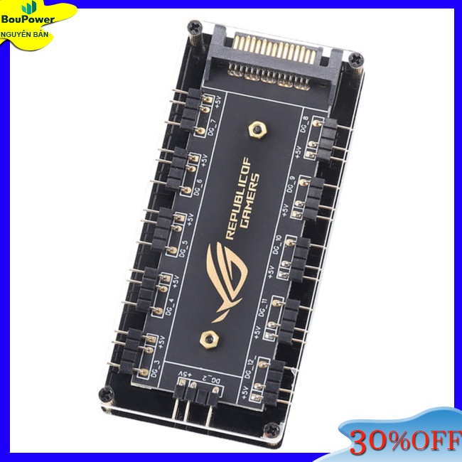 Boupower Bộ Chia Cổng 1 Thành 10 Cổng argb hub 5v 3pin argb Có Đế Tự Dính Cho Quạt / Đèn led