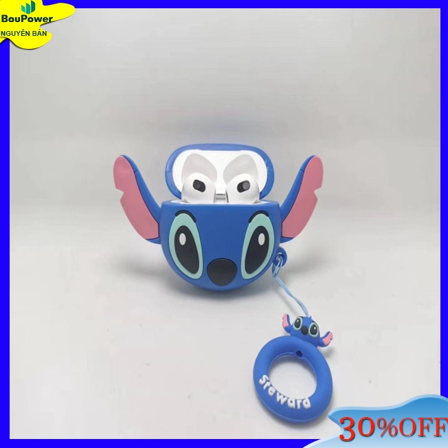 Boupower Vỏ Bảo Vệ Hộp Sạc Tai Nghe bluetooth Bằng Silicon Họa Tiết Hoạt Hình mickey minnie stitch Dễ Thương
