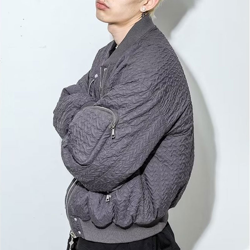 YOUTANG Áo Khoác bomber Dáng Rộng Có Khóa Kéo Phong Cách retro Mỹ Cho Nam Nữ