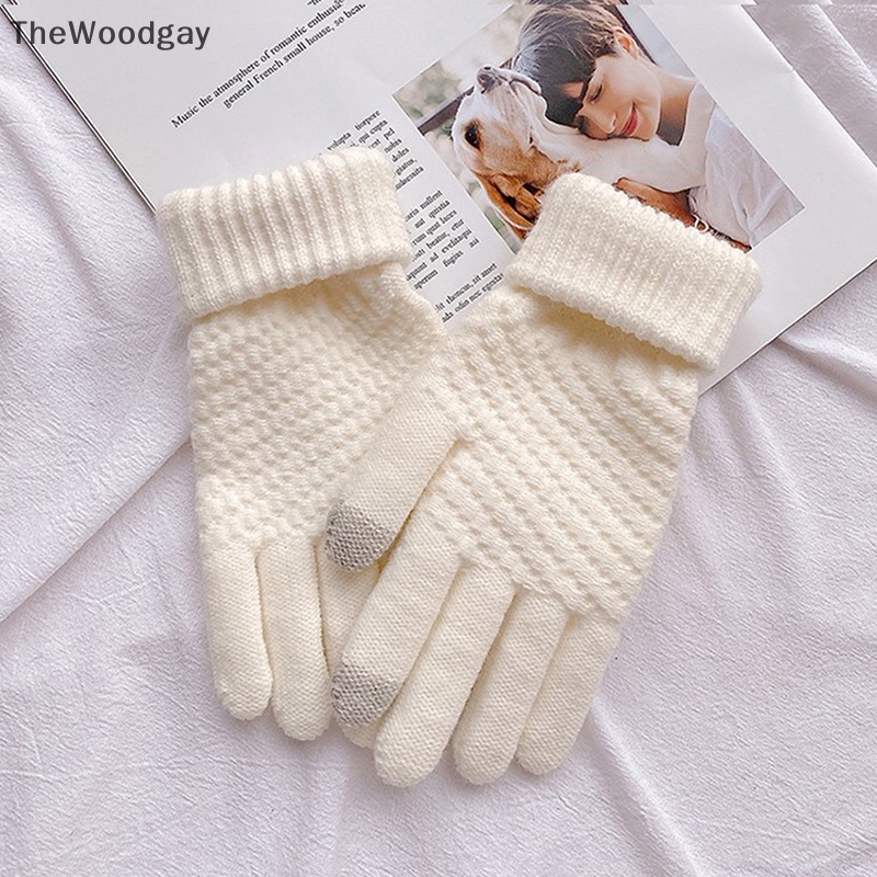 1 Đôi Găng Tay Giữ Ấm Mùa Đông Có Thể Chạm Màn Hình Cảm Ứng Dành Cho Nữ