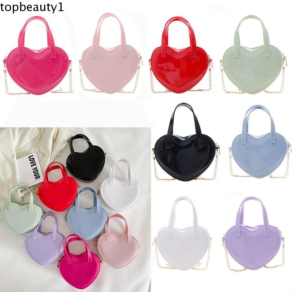 1 Túi Đeo Vai Silicon mini Hình Trái Tim Thời Trang