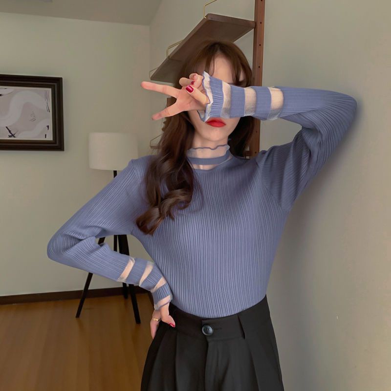Áo sweater Tay Dài Cổ Cao Ôm Dáng Phong Cách Hàn Quốc Tinh Tế Thời Trang Cho Nữ