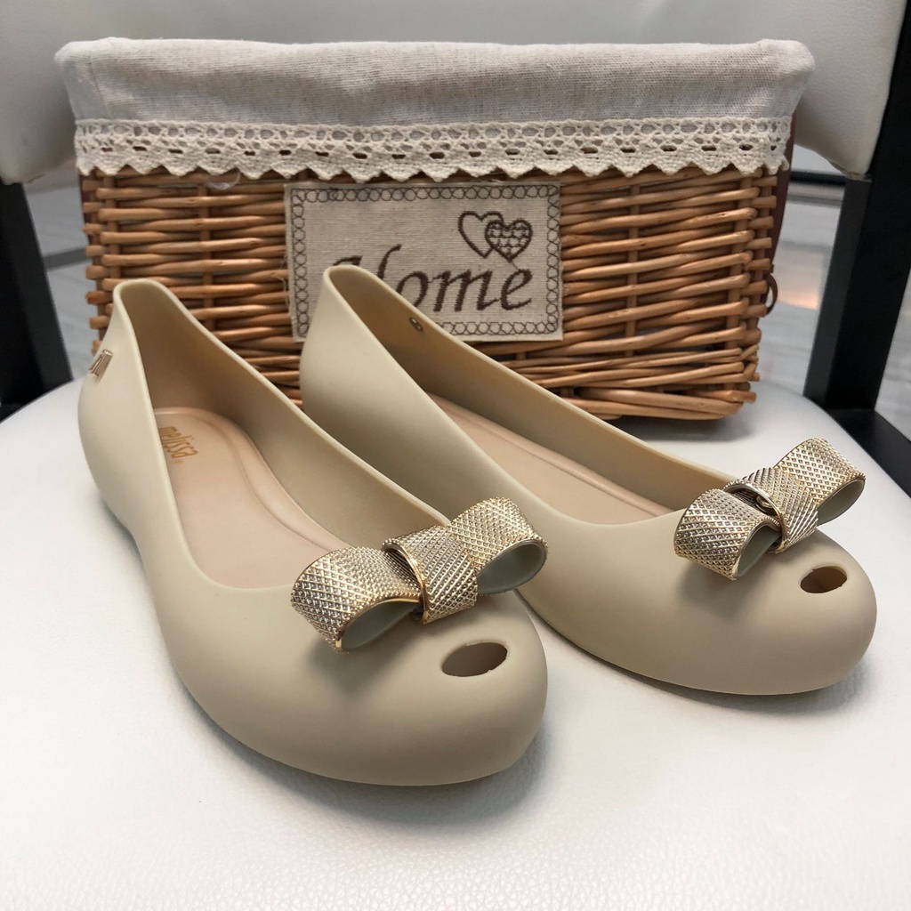 Giày Búp Bê Nhựa Dẻo Đế Bằng Miệng Cá Đính Nơ Kim Loại Thời Trang Cho Nam Và Nữ x730