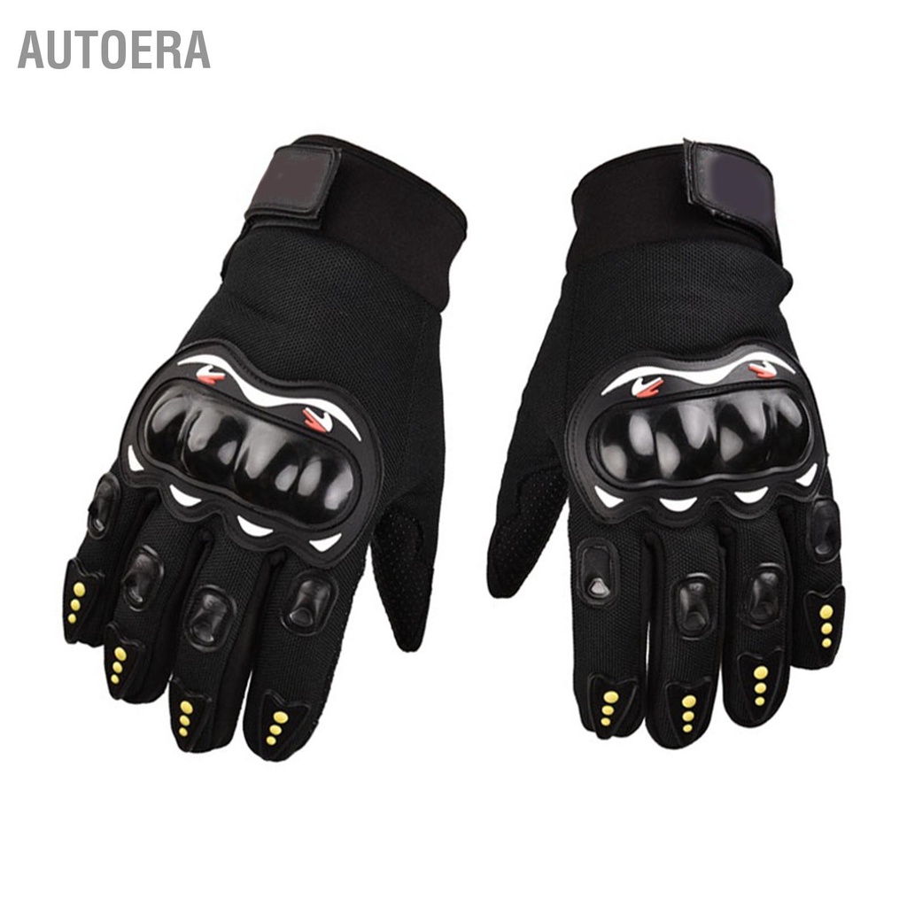 AutoERA Găng Tay Xe Máy Thoáng Khí Chống Trượt Full Ngón Màn Hình Cảm Ứng Để Cưỡi Ngoài Trời Màu Đen