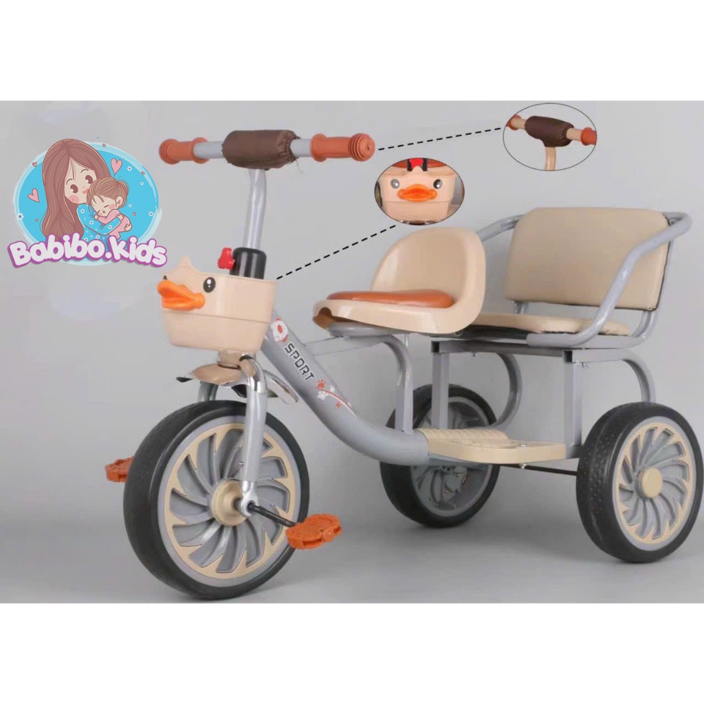 Xe đạp xích lô, xe đạp 3 bánh 2 chỗ ngồi cho bé - Babibokids
