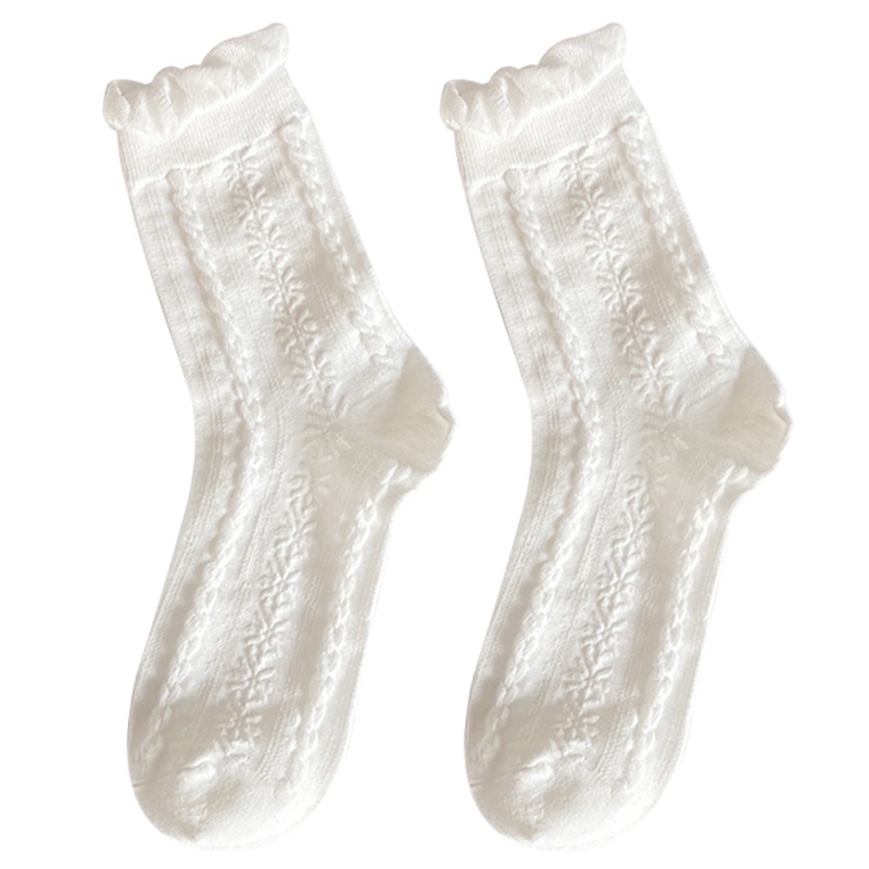 Vớ cotton Mỏng Màu Trắng Phối Ren Dễ Thương Phong Cách Nhật Bản Thời Trang Mùa Hè Cho Nữ