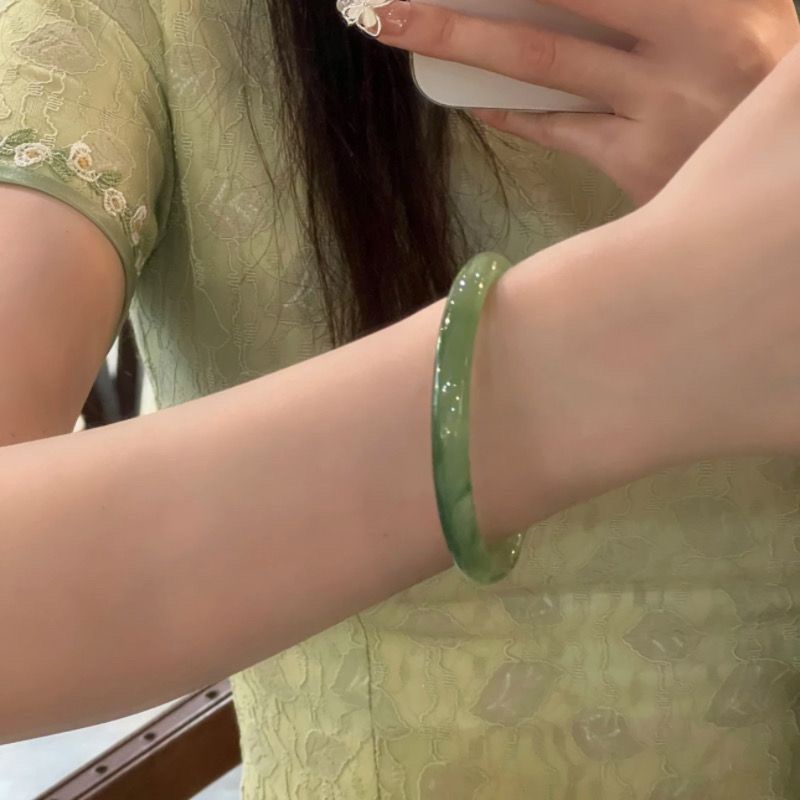 Mới Vòng Tay Phong Cách Trung Hoa Cổ Điển Cao Cấp Không Kim Loại Màu Xanh Lá Cây / Trà Xanh Phong Cách Trung Hoa Cho Bạn Gái