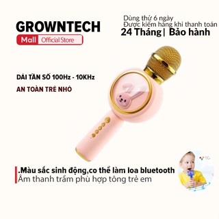 Micro karaoke cho bé kèm loa bluetooth không dây X9 hình thỏ thích hợp trẻ tập hát, an toàn