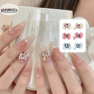 Tri set 10 phụ kiện nơ ruy băng đính đá 3d trang trí móng tay