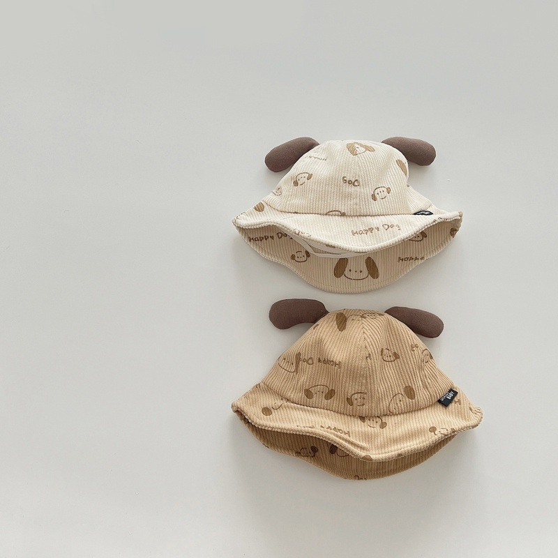 Nón bucket Chất Liệu Vải Nhung Họa Tiết Hoạt Hình Chống Nắng Ngoài Trời Cho Bé