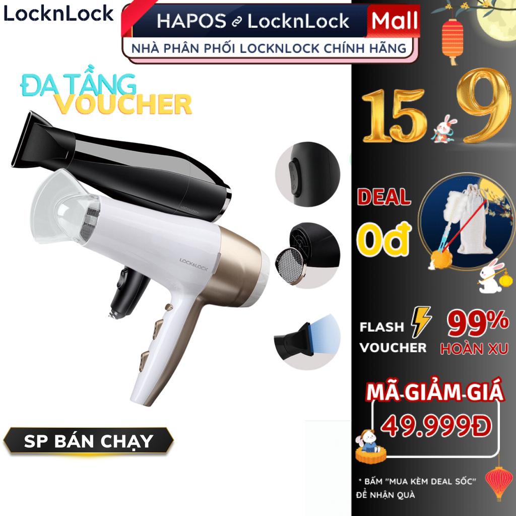 Máy sấy tóc LocknLock 3 chế độ nóng lạnh kèm đầu dẹp tạo kiểu 2300W công suất lớn, Tặng cọ rửa - HAPOS MALL OFFICIAL