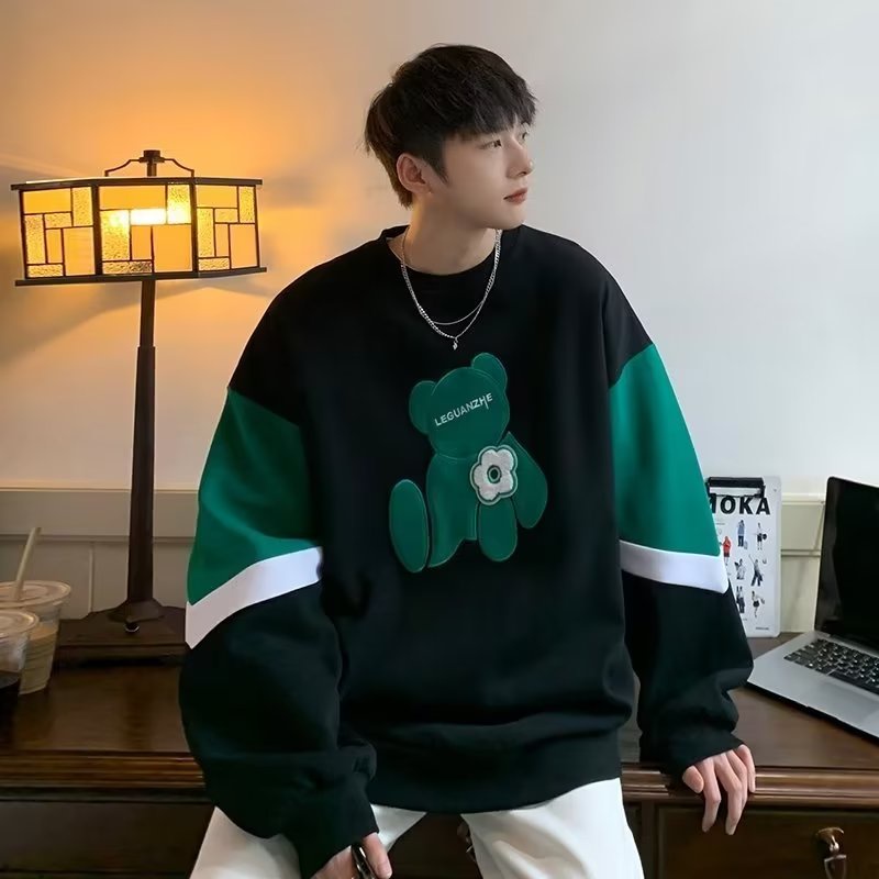 Áo Sweater Dáng Rộng Phối Màu Tương Phản Thời Trang Hàn Quốc Cho Cặp Đôi