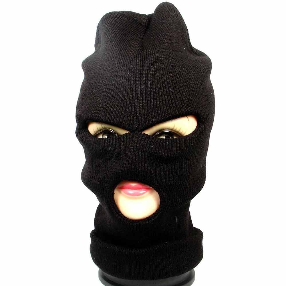 Knit Ski Mask 3 Hole Full Face Cover Adult Embroidered Balaclava Warm Knit Ski Face Cover Thermal Knitted Head Wrap for Men