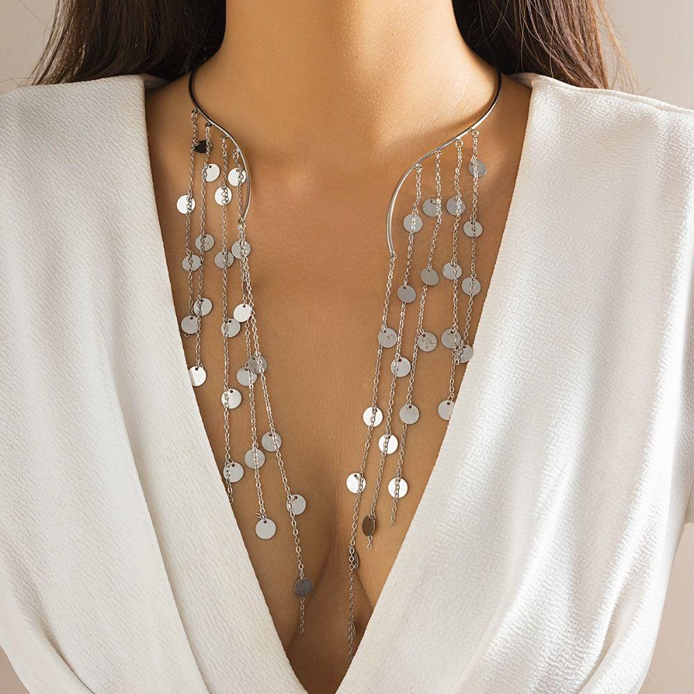 Keene Vòng Cổ choker Dáng Dài Tua Rua Đính Đá Pha Lê Phong Cách Gothic vintage Quyến Rũ Cho Nữ