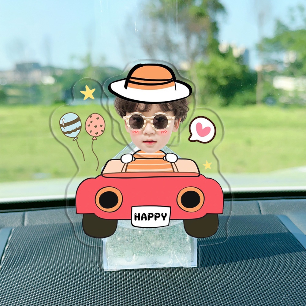 Mô hình standee lắc đầu chạy pin ghép mặt theo yêu cầu  cute làm quà tặng, trang trí ô tô, để bàn Trí Decor anime