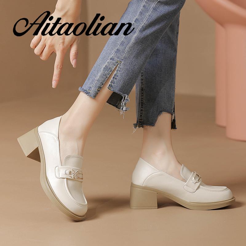 Giày Da Cao Gót 5.5cm Phong Cách retro Anh Quốc Cho Nữ