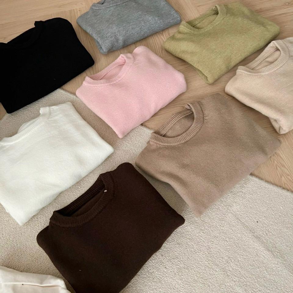 S29 Áo len croptop cổ tròn tay dài chất len lông thỏ hàng qc sukii.house