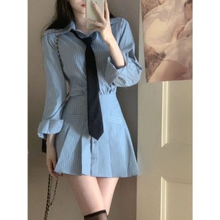 Đầm Sơ Mi Tay Dài Dáng Chữ a Thiết Kế Chiết Eo Thời Trang Xuân Thu Hàng Mới Dành Cho Bạn Nữ