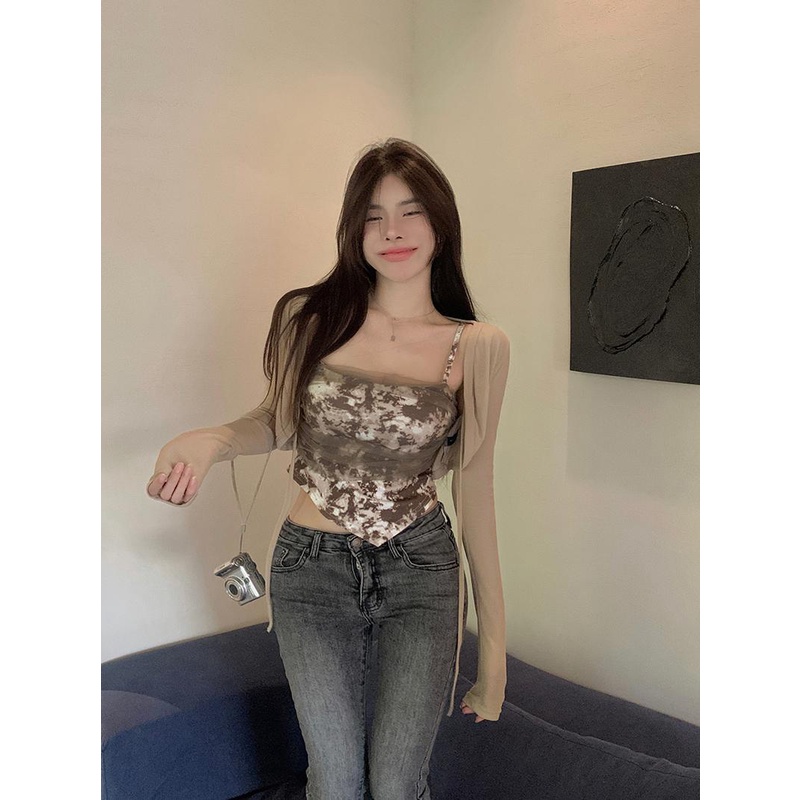 Áo Lưới cardigan Tay Dài In Họa Tiết Thời Trang Dành Cho Nữ