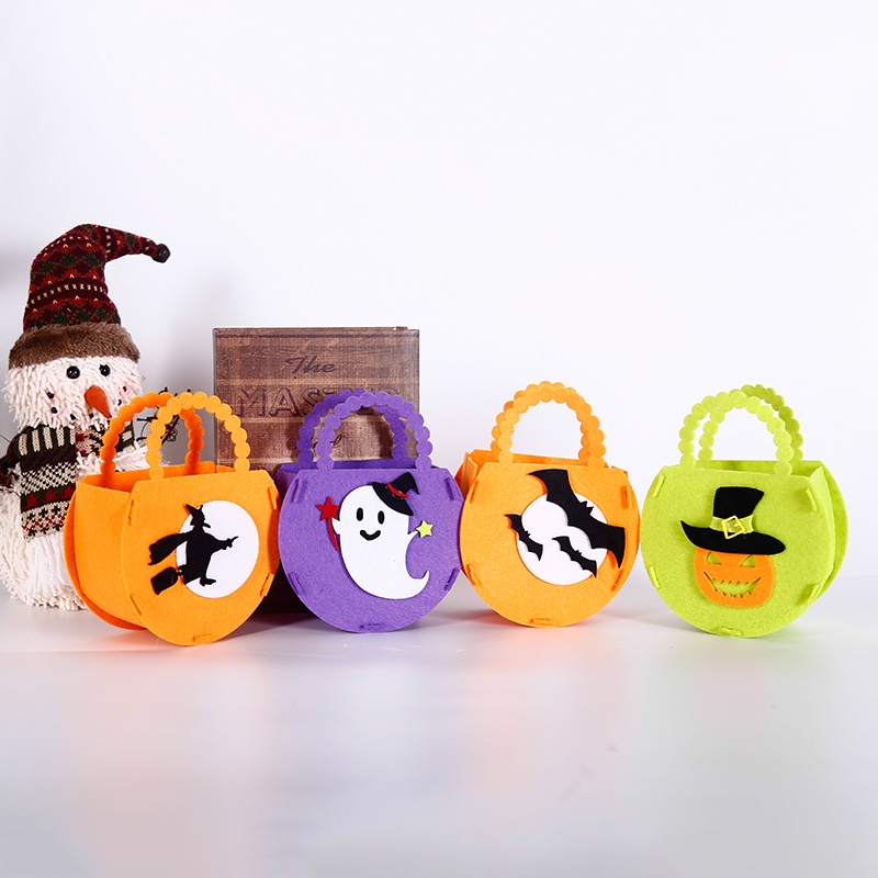 Imelon Túi tote Đựng Kẹo Hình Bí Ngô halloween Bằng Vải Không Dệt Làm Thủ Công Cho Bé