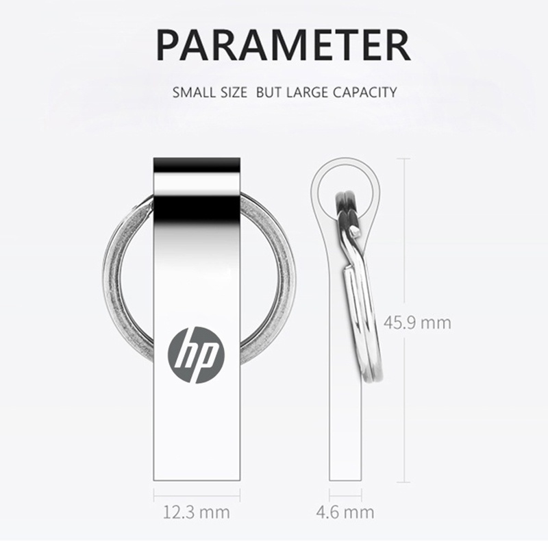 Ổ Đĩa Flash HP 2TB Tốc Độ Cao usb 16GB 32 64GB 128 512GB 1TB 2TB 32G 64G 128G Bằng Kim Loại Màu Bạc Có Móc Khóa usb 3.0