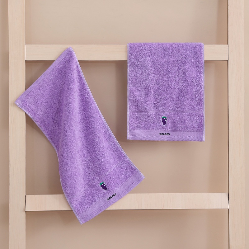 Khăn mặt trẻ em thêu họa tiết hoạt hình trái cây dễ thương 25x50cm chất liệu cotton cao cấp thấm hút