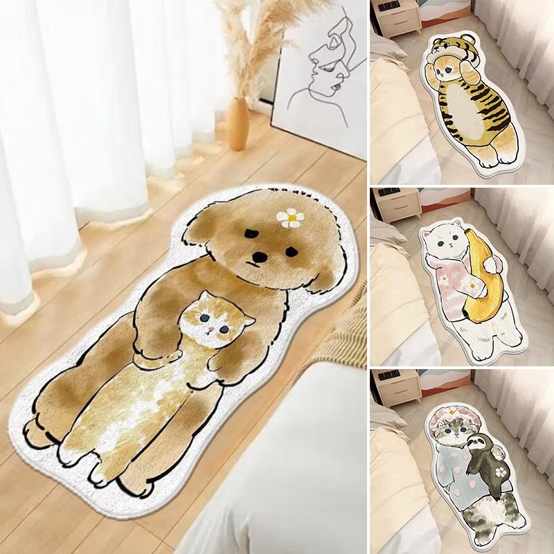 Thảm Chùi Chân Mềm Mại Chống Thấm Nước In Họa Tiết Hoạt Hình Trang Trí Nhà Cửa