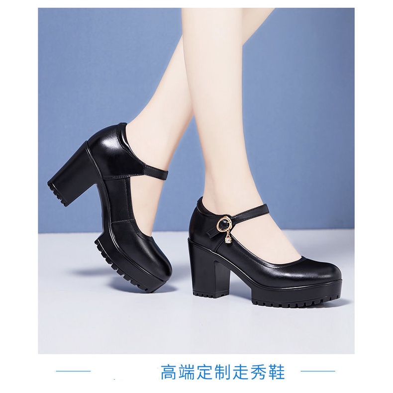 Giày Cao Gót Da Mềm Đế Dày Chống Thấm Nước Thời Trang Cho Phụ Nữ Trung Niên