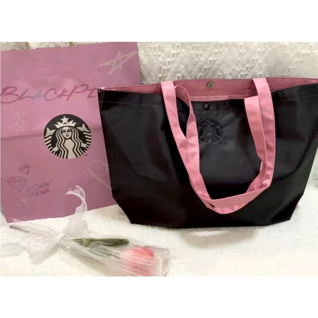 STARBUCKS Blackpink Túi Xách Vải oxford Cỡ Lớn Thêu Họa Tiết Thời Trang Cho Nữ