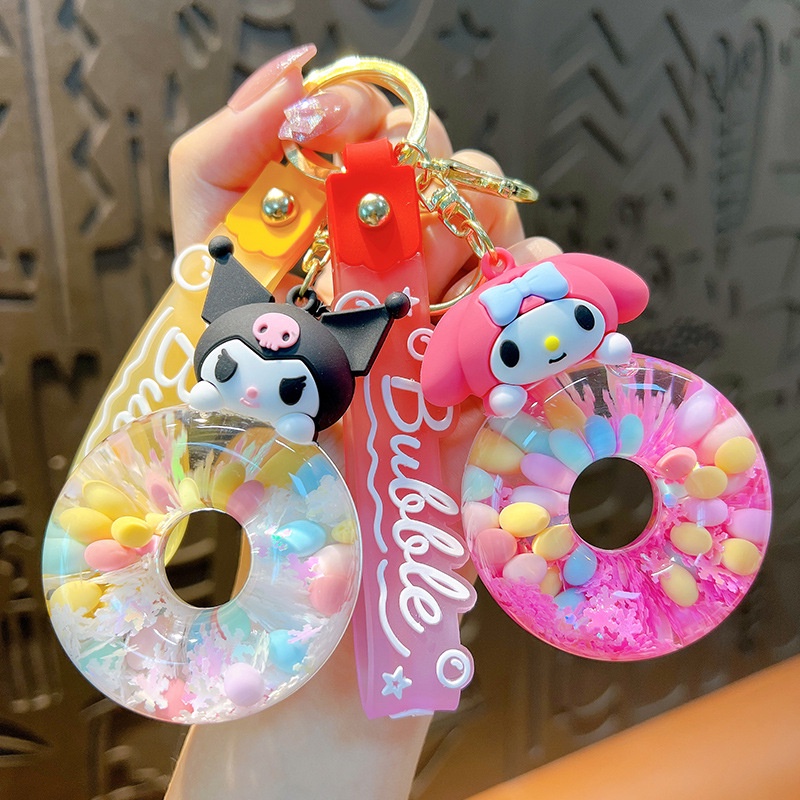 Hoạt Hình sanrio kuromi Móc Chìa Khóa / Chìa Khóa / Túi Xách Hình Bánh donut Lấp Lánh Bằng acrylic