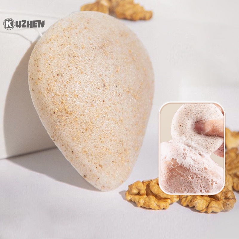 Kuzhen 1 Mút Rửa Mặt Tẩy Tế Bào Chết mini Hình Tròn Bằng Bọt Biển Tự Nhiên Chăm Sóc Da