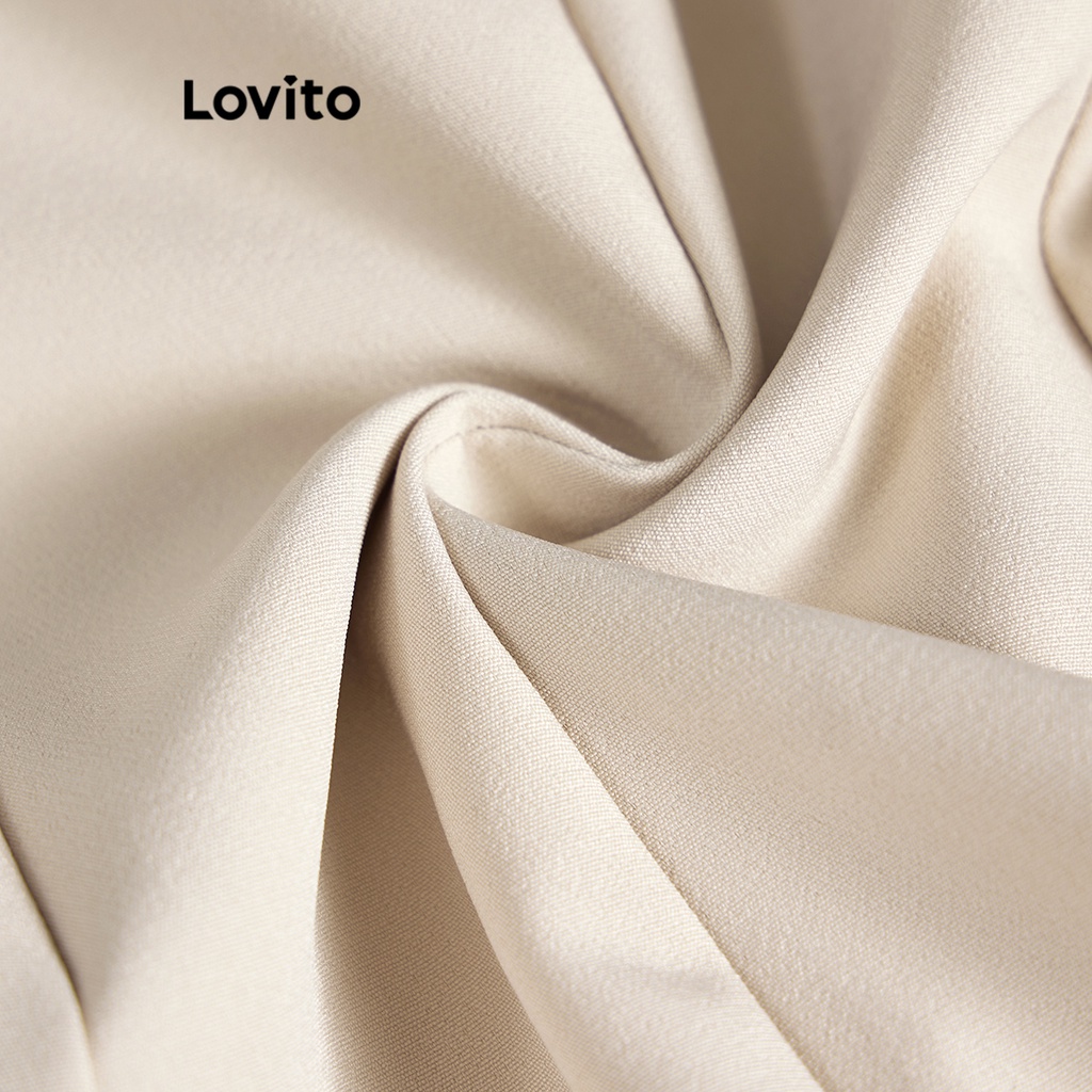 Jumpsuit Lovito khóa kéo màu trơn đơn giản thanh lịch cho nữ L65ED191