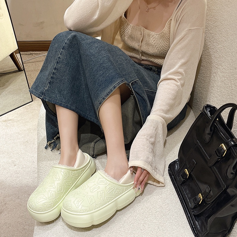 Dép Bông Đi Trong Nhà Đế Dày Giữ Ấm Mùa Đông Chống Trượt Dễ Thương Cho Cặp Đôi