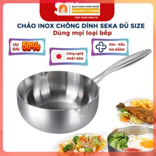 Chảo chống dính, Chảo inox 304 nguyên khối Seka model SK6030 dùng cho mọi loại bếp tặng kèm vỉ gác chảo Hàng chính hãng