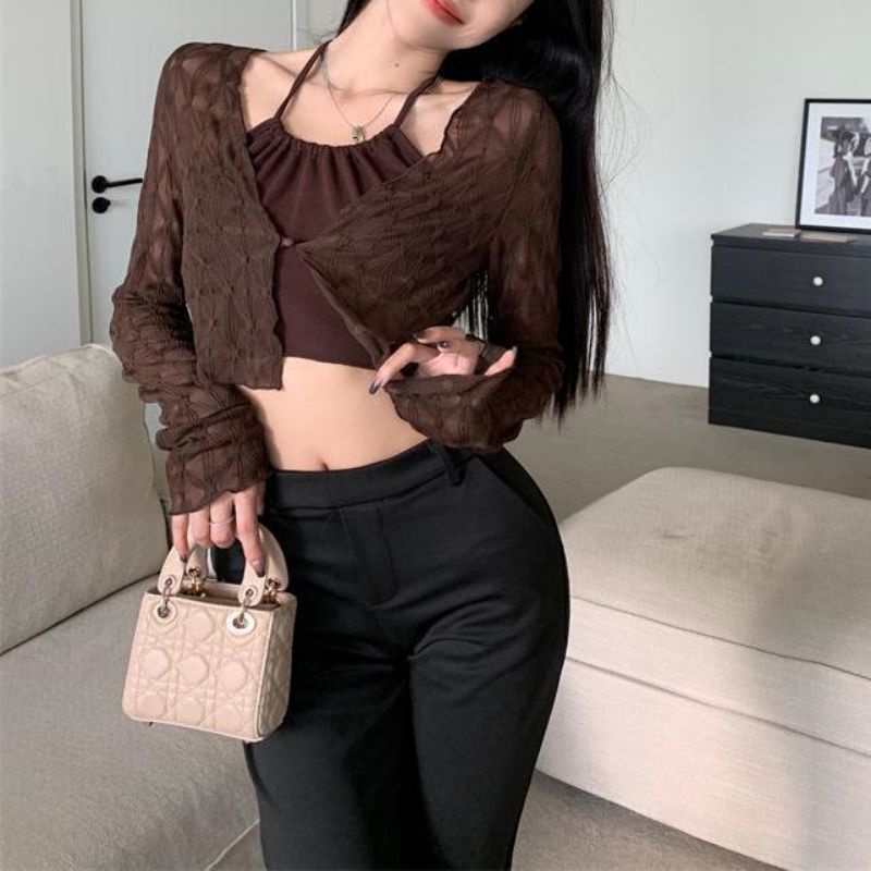 Áo Khoác cardigan chiffon Tay Dài Chống Nắng Thời Trang Mùa Xuân 2023 Cho Nữ