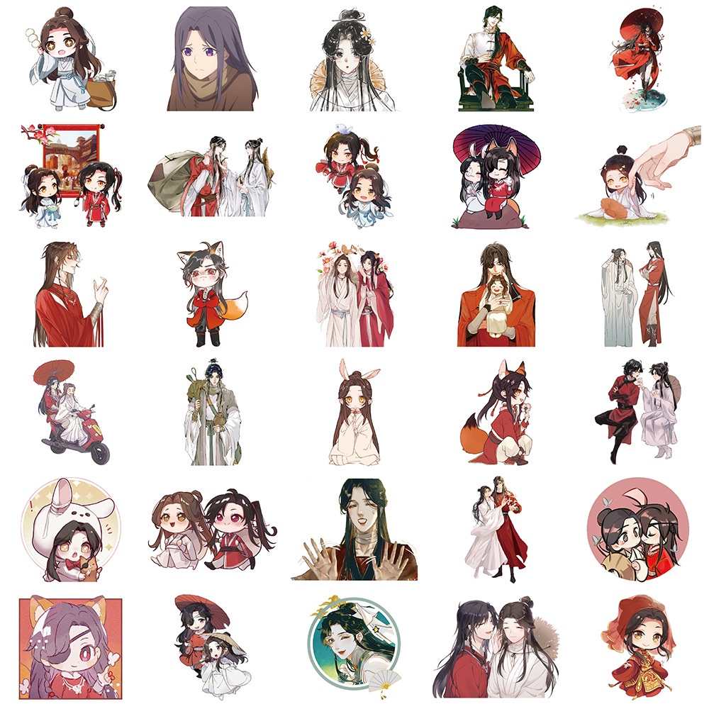 Bộ 65 Miếng Dán Trang Trí Mũ Bảo Hiểm / Bút Chì In Hình anime heaven Official 'S blessing graffiti