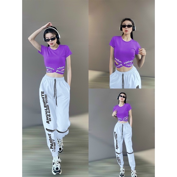 Quần jogger chất xi gió tập gym yoga zumba nhảy hiphop nhảy aerobic nhảy dân vũ đồng phục nhóm