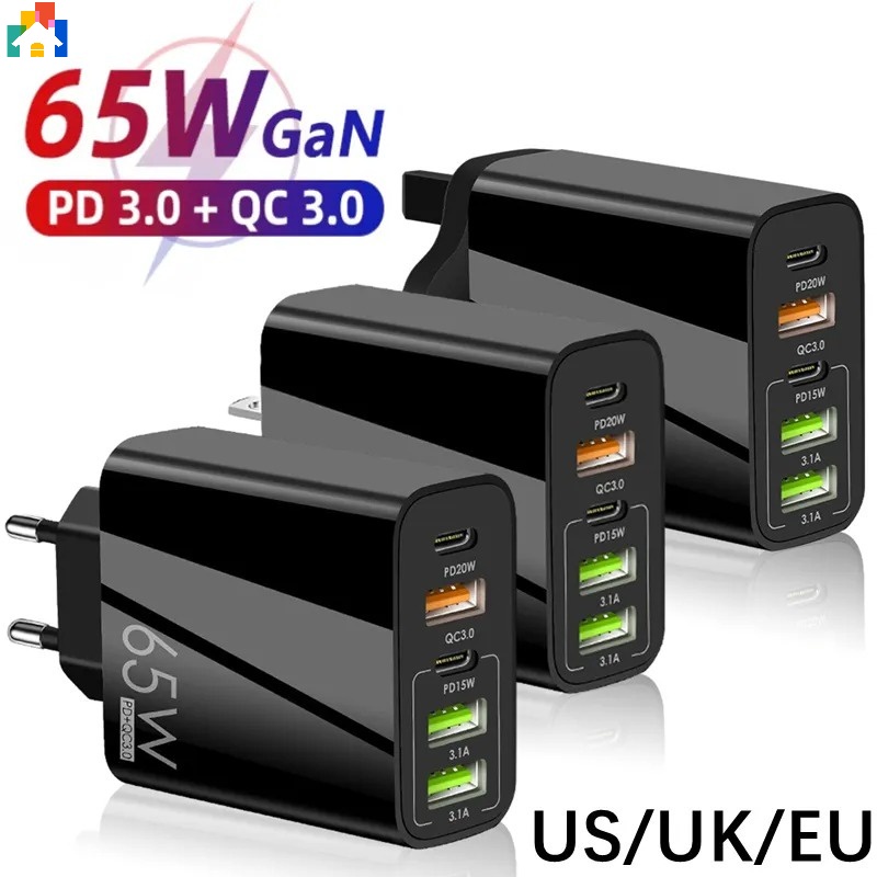 Củ Sạc Nhanh 65w usb type c Chất Lượng Cao pd qc3.0 eu us uk Cho Điện Thoại