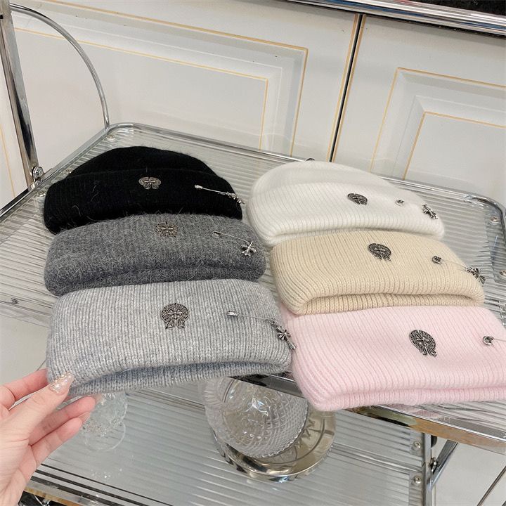 Mũ Len Phối Lông Thỏ Phong Cách punk Thời Trang Cao Cấp