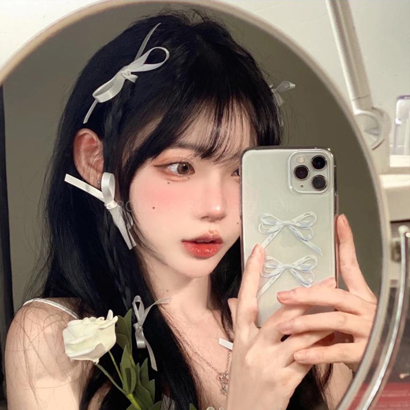 Kẹp Tóc Nơ Ruy Băng Nhiều Màu Sắc Phong Cách Hàn Quốc Dễ Thương Dành Cho Nữ y2k