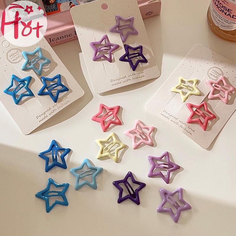 Set 5 Kẹp Tóc Kim Loại Hình Ngôi Sao Năm Cánh Nhiều Màu Sắc Ngọt Ngào Cho Bé vn