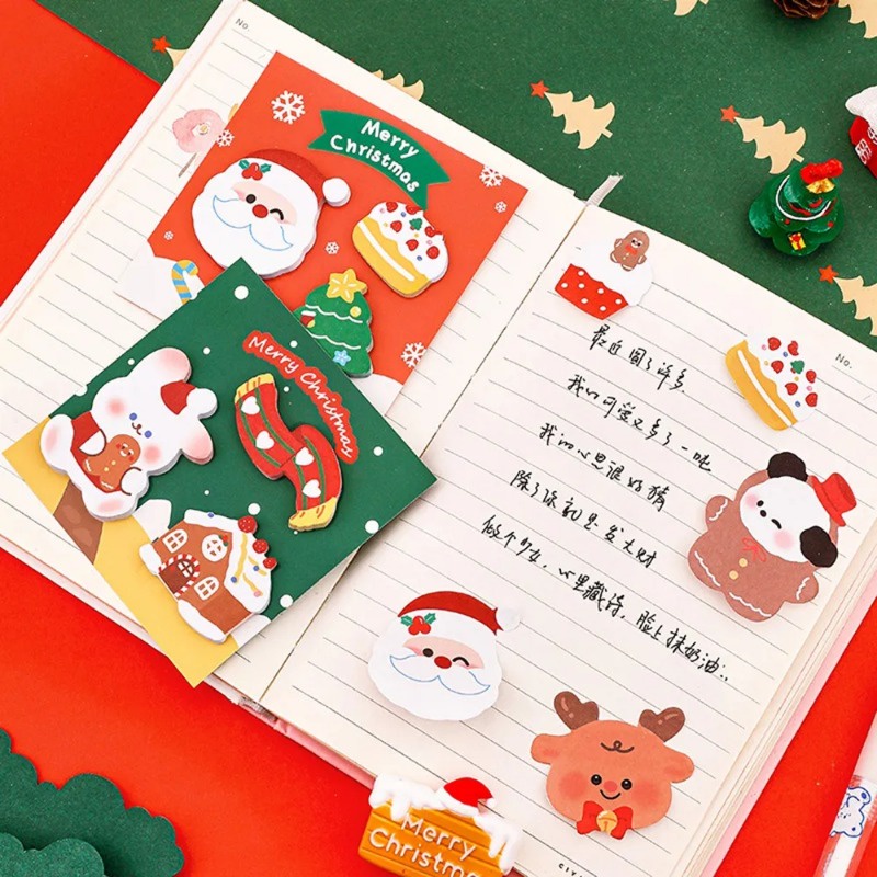 Hoạt Hình Bộ Giấy Dán Ghi Chú Họa Tiết Giáng Sinh Dễ Thương Trang Trí Sổ Tay diy