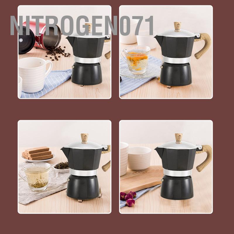 Ấm pha cà phê Moka - Bình pha Cà Phê Bằng Nhôm Có Tay Cầm 150ml/300ml - Nitrogen071