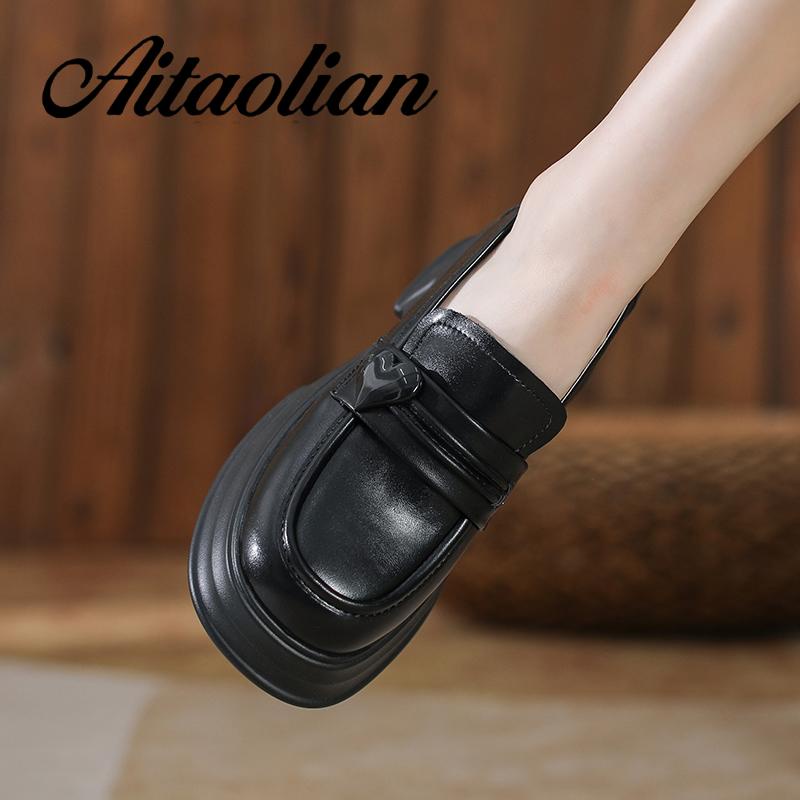 Giày Cao Gót 6cm Da Thật Mềm Phối Khóa Kim Loại Đơn Giản Cho Nữ Thời Trang