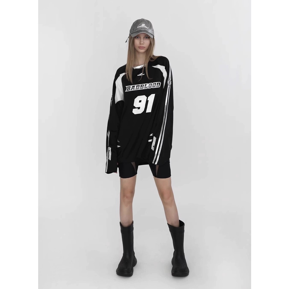 Badblood Áo Thun Dài Tay oversize Thời Trang Nữ