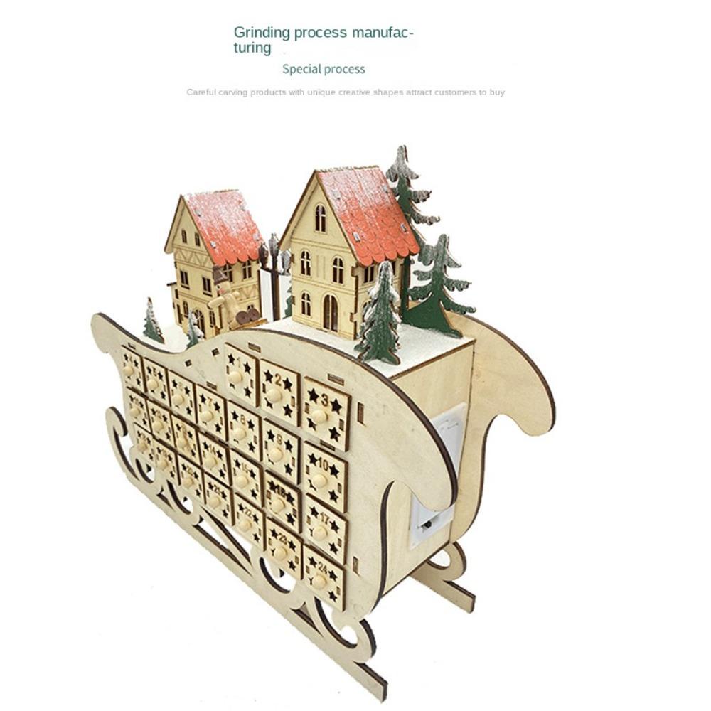 UUMIR Lịch Đếm Ngược 24 Ngăn Bằng Gỗ Có Đèn led Trang Trí Giáng Sinh