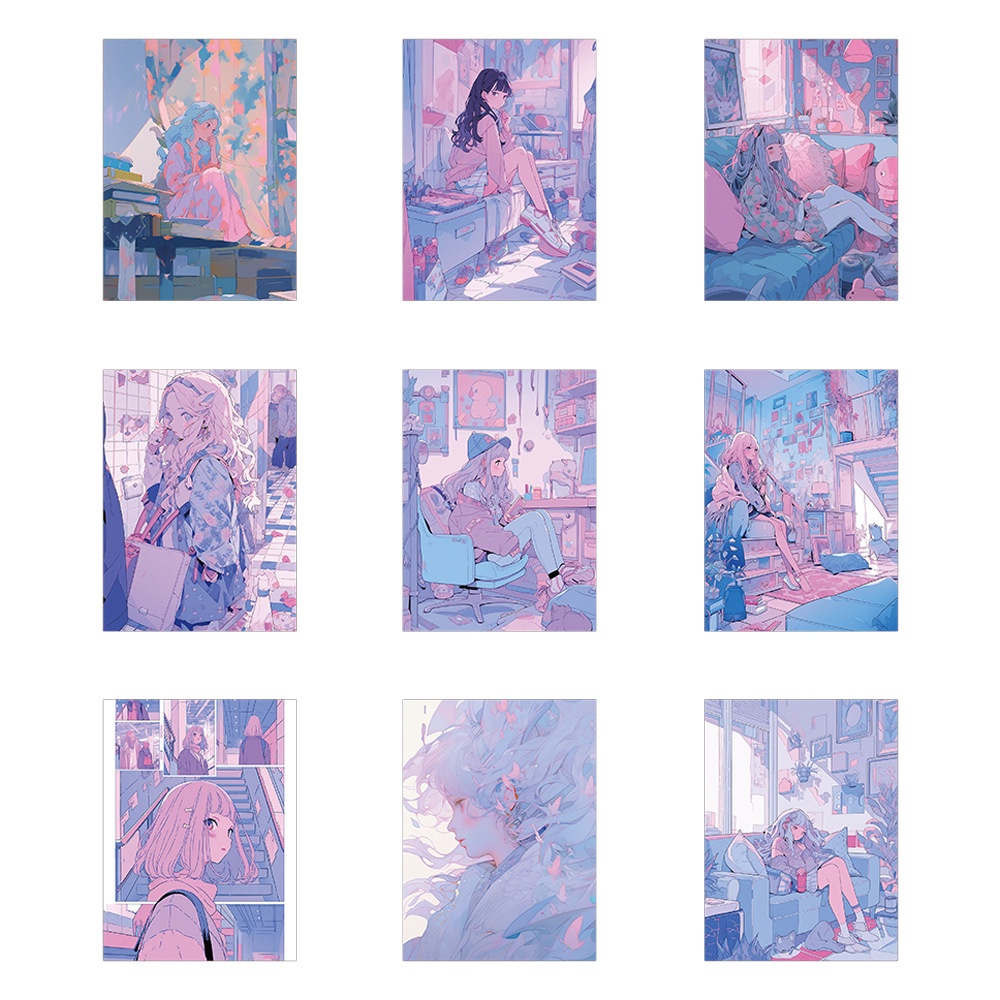 Bộ 60 Miếng Dán Trang Trí Mũ Bảo Hiểm / Bút Chì Họa Tiết graffiti Màu Hồng / Tím Xinh Xắn