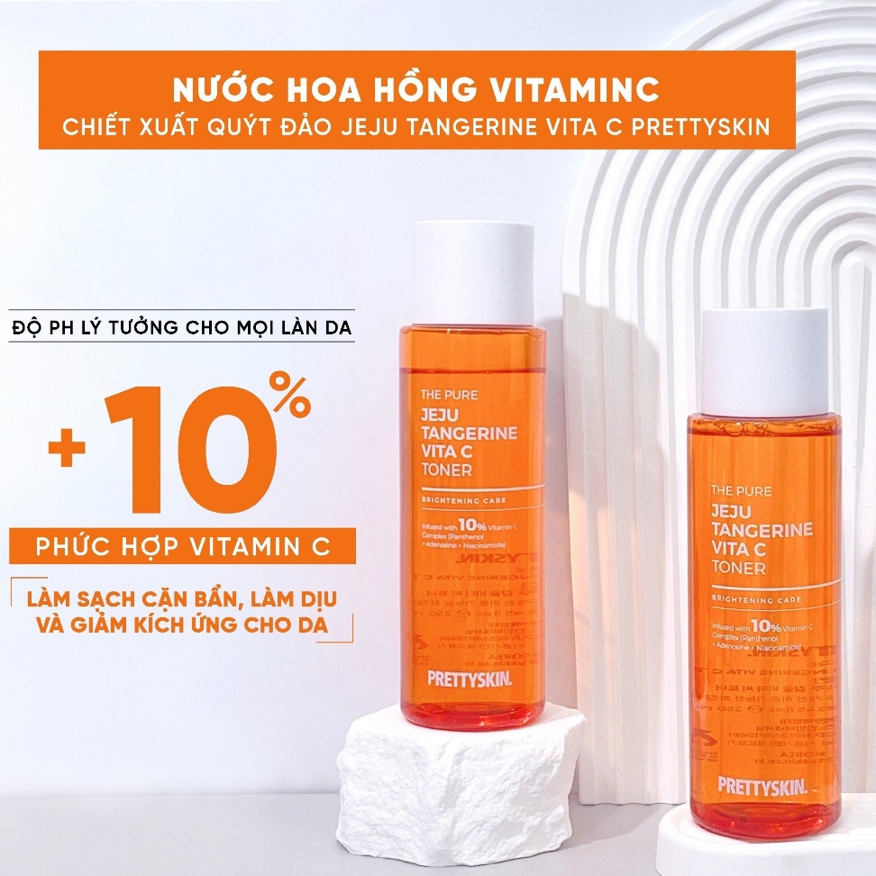 Nước hoa hồng sáng da Pretty Skin Vita C The Pure Jeju Tangerine Toner 250ml