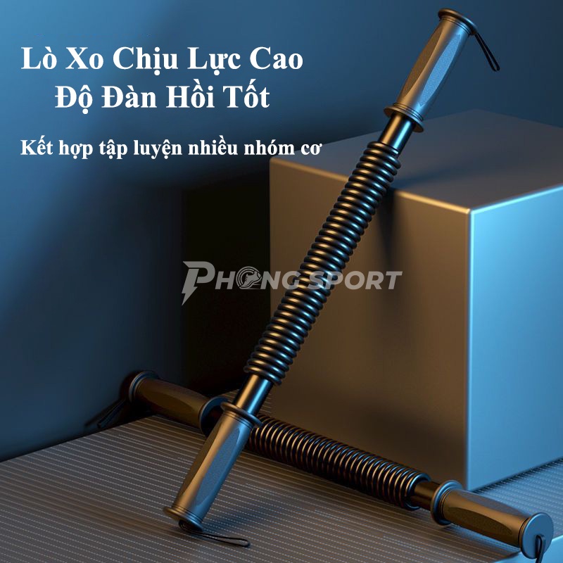 Gậy lò xo tập cơ tay 100kg, Gậy bẻ tập cơ tay, vai, ngực - Tặng găng tay thể thao - Phongsport