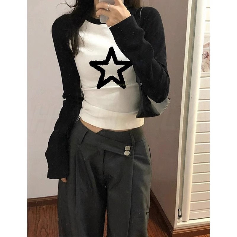 Áo Thun Tay Dài Áo baby tee Áo croptop Tay Dài Phong Cách Thời Trang retro Mỹ Hàng Mới 2023